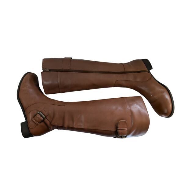 NWOT! NINE WEST! PECAN BROWN GENUINE LEATHER DOUBLE BUCKLE WESTERN BOOTS! SZ 6M - Picture 9 of 11